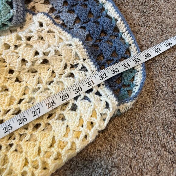 Handmade Crochet Longline Cardigan Sweater Grannycore Artsy Quirky Blue - Picture 5 of 6